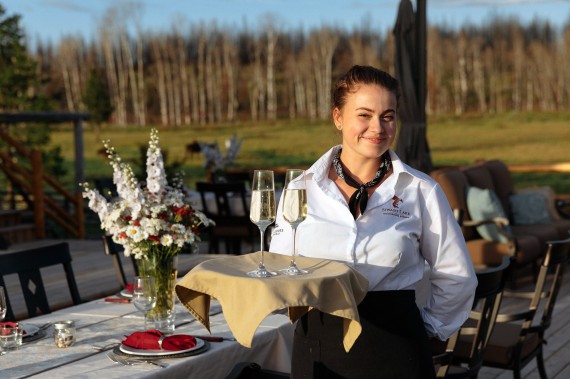 Elegant outdoor dining at Siwash Lake