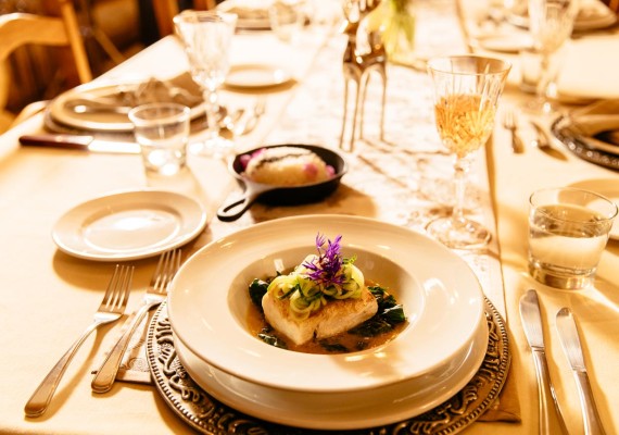 Wilderness Lodge Cuisine - sustainably caught BC halibut